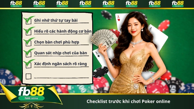Checklist trước khi chơi Poker online