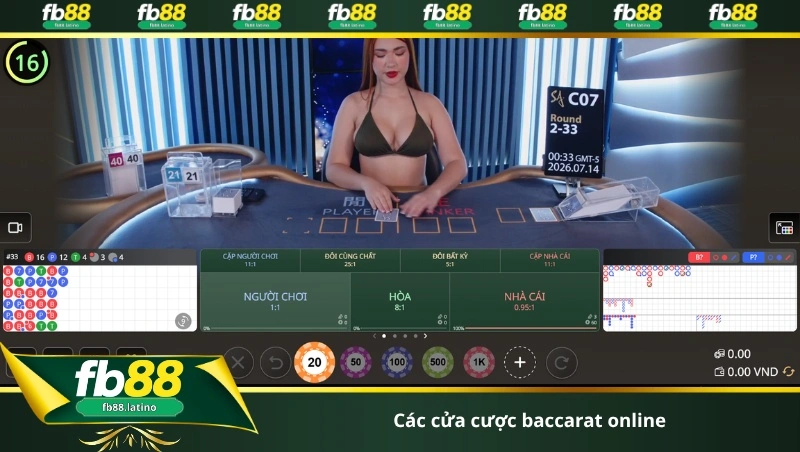 các cửa cược baccarat online