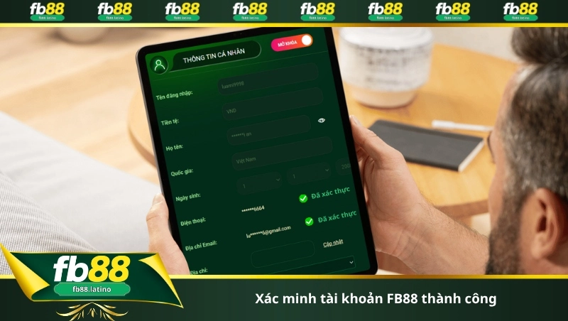 xác minh tài khoản FB88 thành công