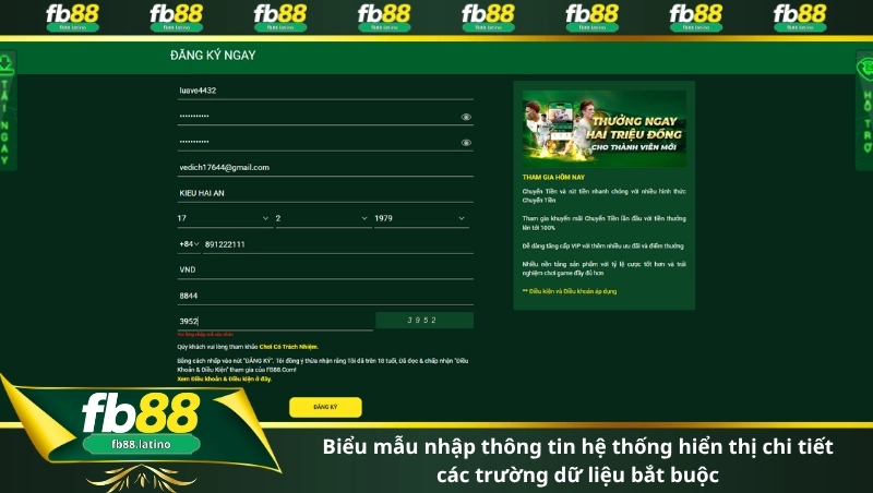 Biểu mẫu nhập thông tin hệ thống hiển thị chi tiết các trường dữ liệu bắt buộc