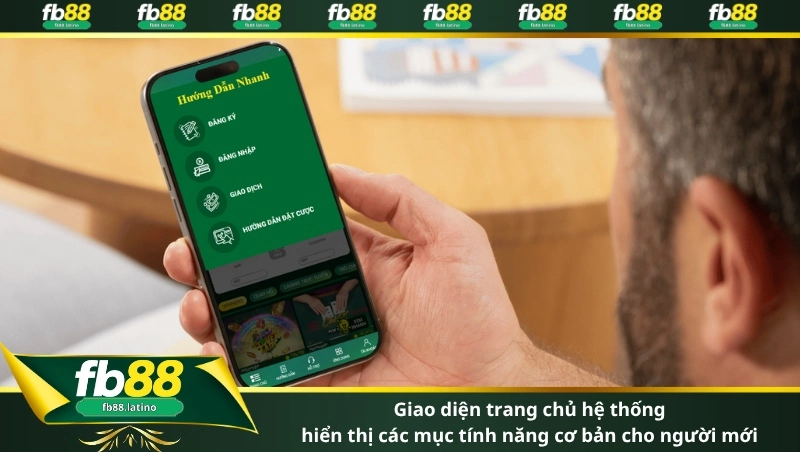 Giao diện trang chủ hệ thống hiển thị các mục tính năng cơ bản cho người mới