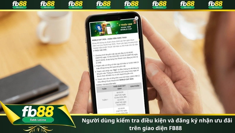Thành viên đang thực hiện các bước hướng dẫn nhận Khuyến mãi FB88 trên ứng dụng