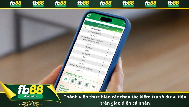 Thành viên thực hiện các thao tác kiểm tra số dư ví tiền trên giao diện cá nhân