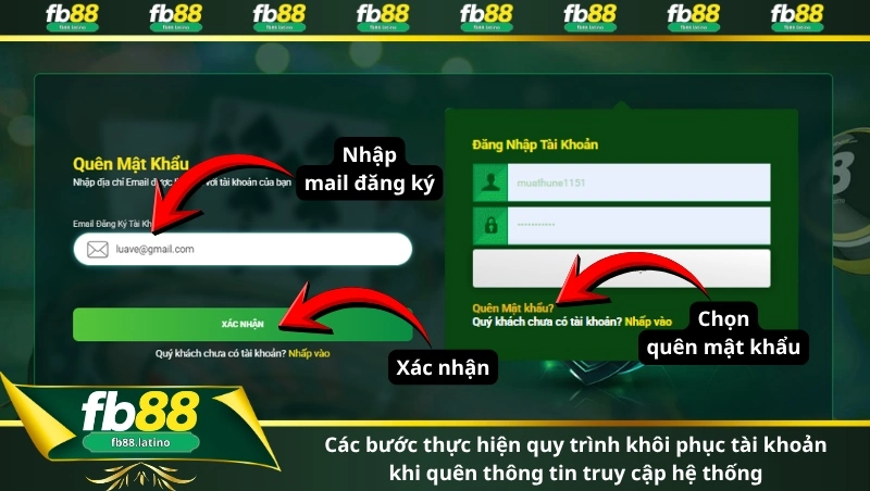 Các bước thực hiện quy trình khôi phục tài khoản khi quên thông tin truy cập hệ thống
