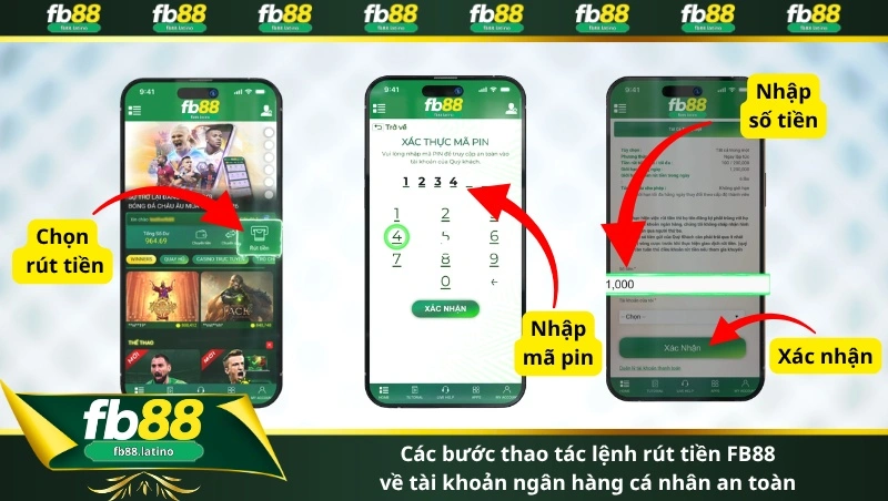 Các bước thao tác lệnh rút tiền FB88 về tài khoản ngân hàng cá nhân an toàn