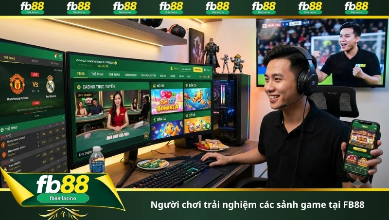 người chơi trải nghiệm các sảnh game tại FB88