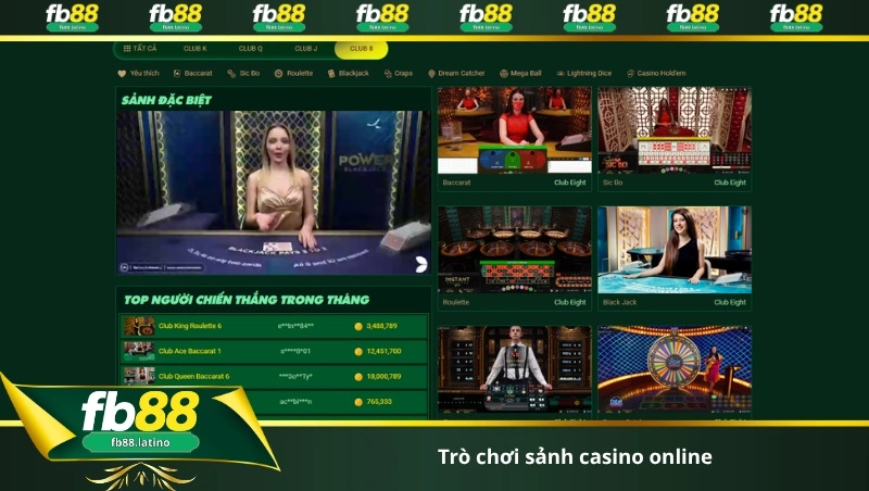 trò chơi sảnh casino online